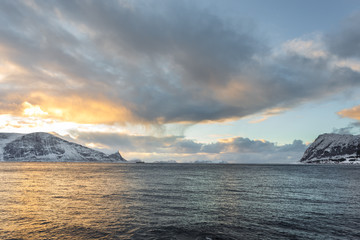 Winter landscape at Godoya Island, Alesund. Norway.