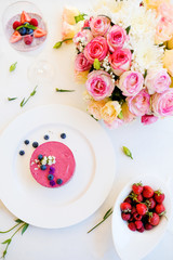 romantic restaurant dessert food recipe concept. delicious cheesecake. banquet preparation