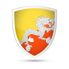 Fototapeta premium Bhutan Flag Vector Shield Icon