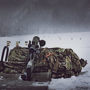 Schooting rifels in winter