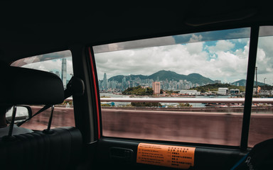 Hong Kong Taxi Cab skyline