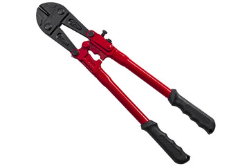 hardware store and manual work tools concept with boltcutter isolated on white with a clipping...