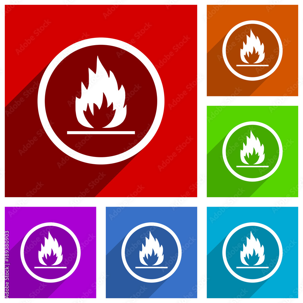 Poster Flame vector icons. Flat design colorful illustrations for web designers and mobile applications in eps 10