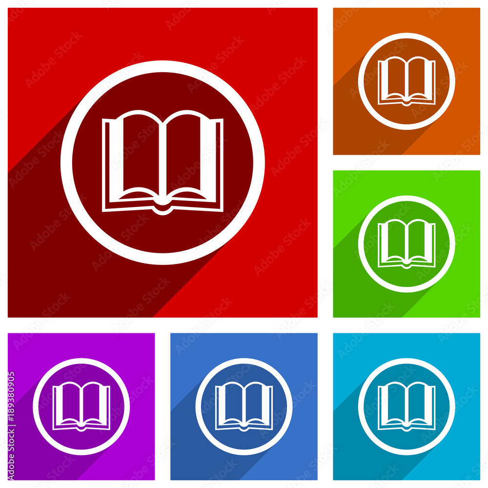 Poster book vector icons. flat design colorful illustrations for web designers and mobile applications in e