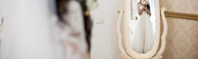 Obraz premium Bride and wedding bouquet