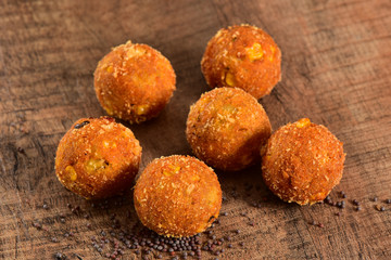 Gulab Jamun on wooden background