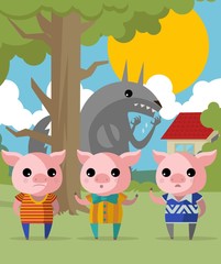 three little pigs fantasy tale