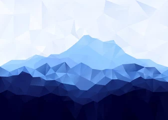 Fototapete Berge Triangle geometrical background with blue mountain range . Raster illustration.