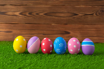 Easter eggs on the grass