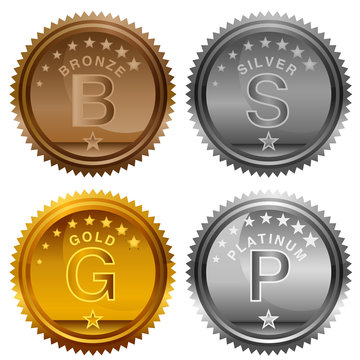 Bronze Silver Gold Platinum Award Coins