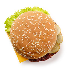 fresh cheeseburger isolated on white