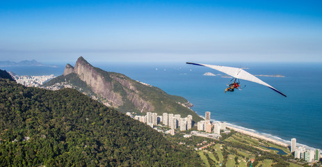 Hang gliding off Pedra Bonita in Rio de Janeiro, Brazil