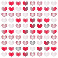 cute hearts set gradient from white to red