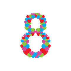 Number eight composed by hearts