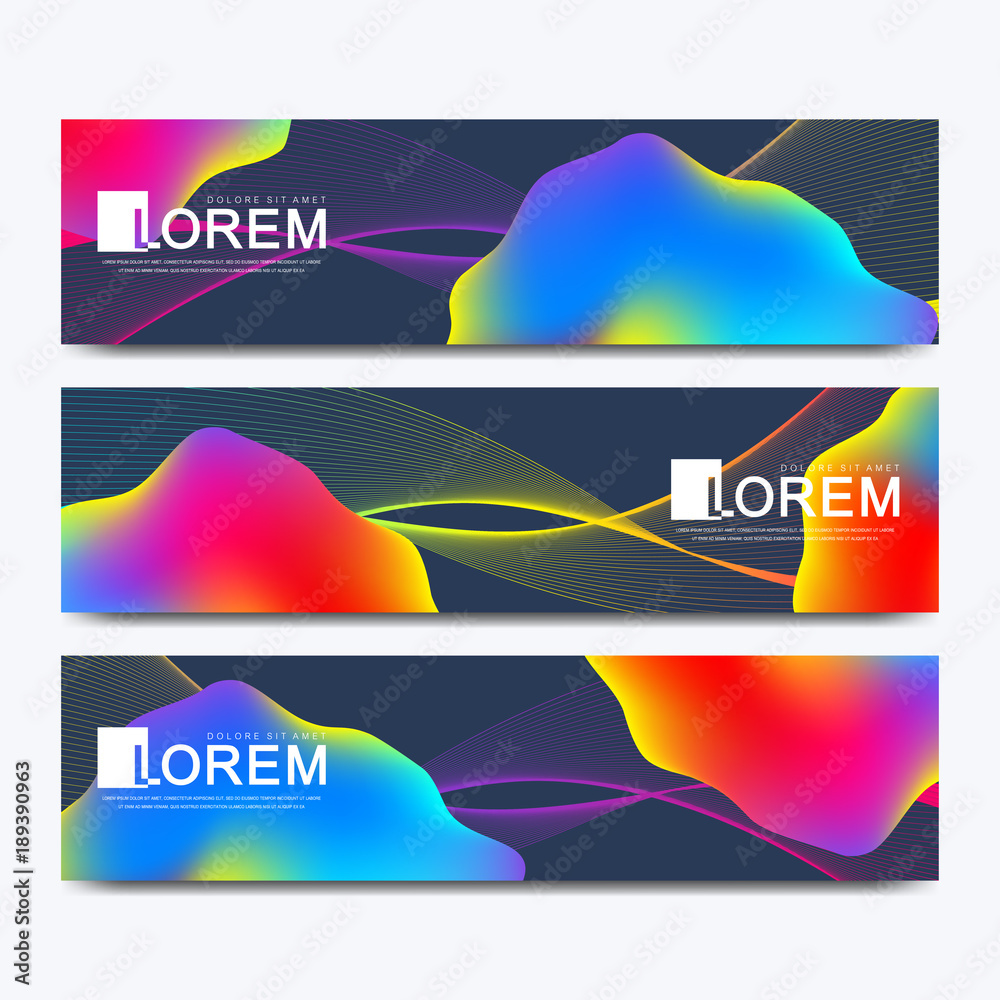 Poster modern set of vector banner. abstract fluid 3d shapes vector trendy liquid colors backgrounds set. c
