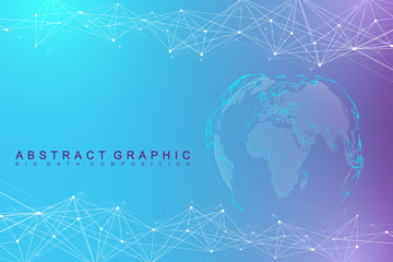 Global network connection. Network and big data visualization background. Global business. Vector Illustration.
