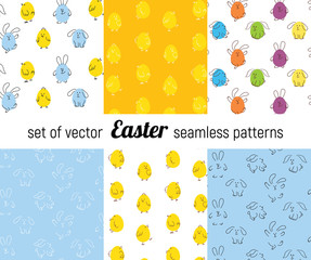 Set of Easter seamless vector patterns