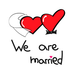 Heart girl and heart boy in elegant clothes married.