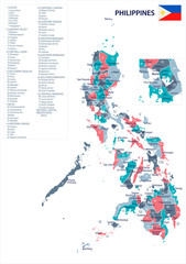 Obraz premium Philippines- map and flag - Detailed Vector Illustration