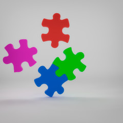 Obraz premium 3D rendering of abstract puzzle blocks