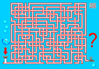 Fototapeta na wymiar Logic puzzle game with labyrinth for children and adults. Find the way from start till end. Vector image.