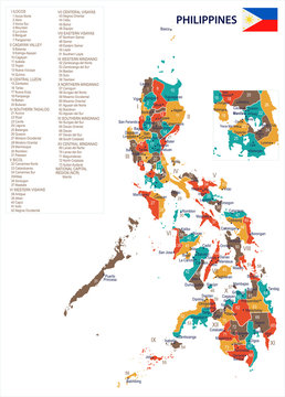 Philippines - map and flag Detailed Vector Illustration