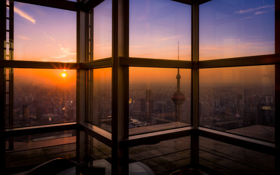 Fototapeta Ausblick auf Shanghai aus dem Cafe des Jin Mao Tower
