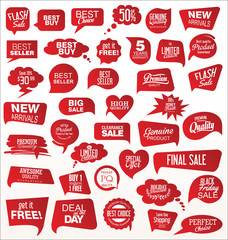 Modern sale sticker and tag red collection - obrazy, fototapety, plakaty