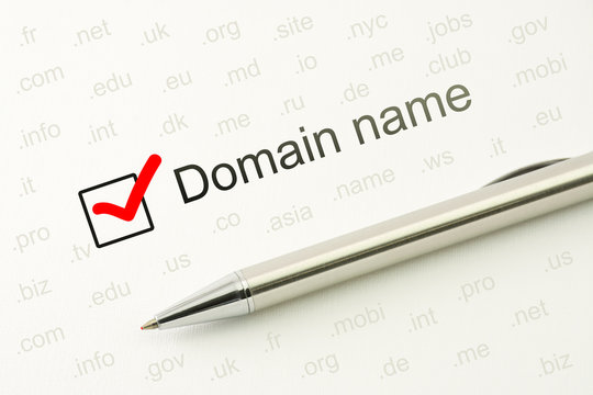 Domain Name Choice Concept, Web Site Naming Zones. Buy Www Internet Address.