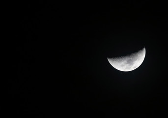 Half moon and lightmoon in dark night background