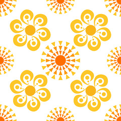 Cute sun seamless pattern. Summer background, textile, wrap, fabric