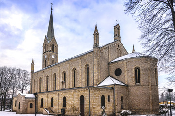 Church. St. Andrew the Apostle in the winter. Poland