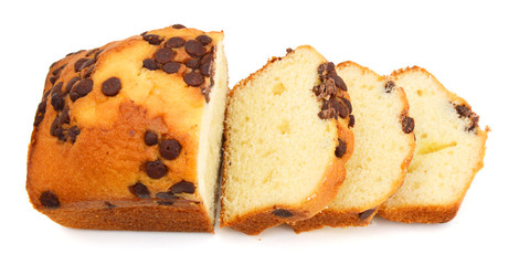 Top View of a Chocolate Chip Muffin Isolated on a White Background
