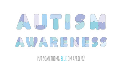 Fototapeta premium Autism awareness. Puzzle letters isolated on white.