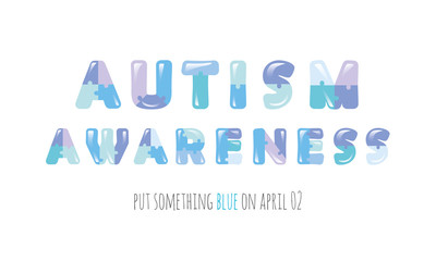 Autism awareness. Puzzle letters isolated on white.