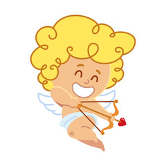 Vector illustration of Cupid, he is shooting an arrow with his bow