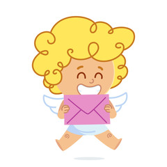 Vector illustration of Cupid, he has a letter