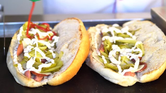 Kumru or yengen is a traditional Turkish sandwich on a bun, typically with cheese, salami and sausage. Street Food
