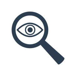 Icon eye with a magnifying glass on white background.