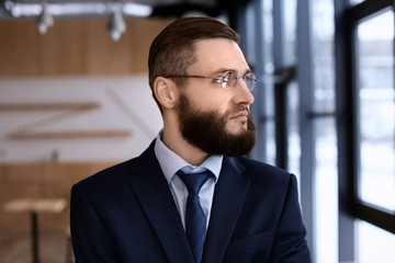 Fototapeta premium Portrait of handsome businessman indoors