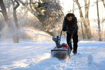 Snow removal with a snow blower 