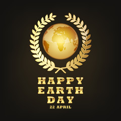 Globe Earth for 22 april. Vector illustration.