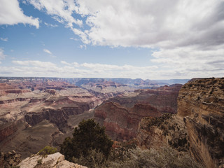 Panoramic view over Grand Canyon National Park in Arizona, USA, on a sunny and cloudy day