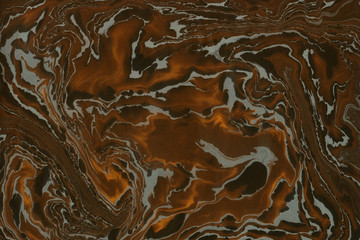 Suminagashi marble texture hand painted with brown ink. Digital paper 402 performed in traditional japanese suminagashi floating ink technique. Curious liquid abstract background.