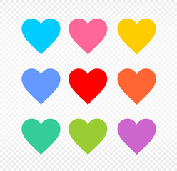 Set of heart love icon color. Vector illustration EPS 10. Isolated on transparent background