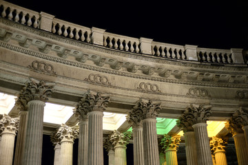Kazan Cathedral in St. Petersburg by night.