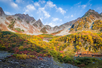 Autumn color of Kamokochi Karasawa at Nagano , Japan