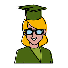 Student woman with graduation hat icon vector illustration graphic design