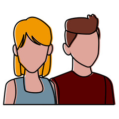 Young couple avatar icon vector illustration graphic design