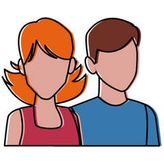 Young couple avatar icon vector illustration graphic design